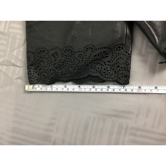 Real Clothes Leather Pant Size 2 Black Lined Hi Waist Straight Leg Leather Lace - Picture 10 of 12